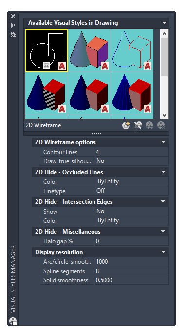 AutoCAD Visual Styles Manager Definition