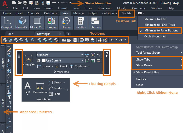 Customize User Interface AutoCAD LT