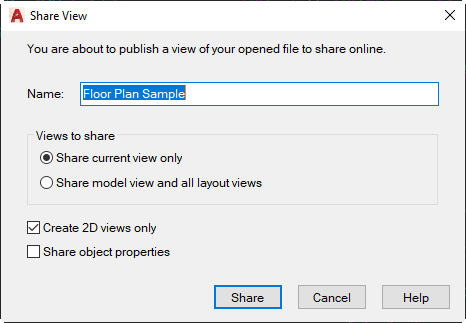 Share View Dialog Box AutoCAD