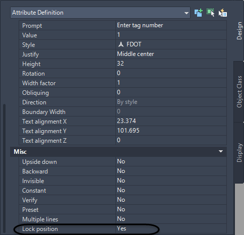 AutoCAD dynamic block lock position