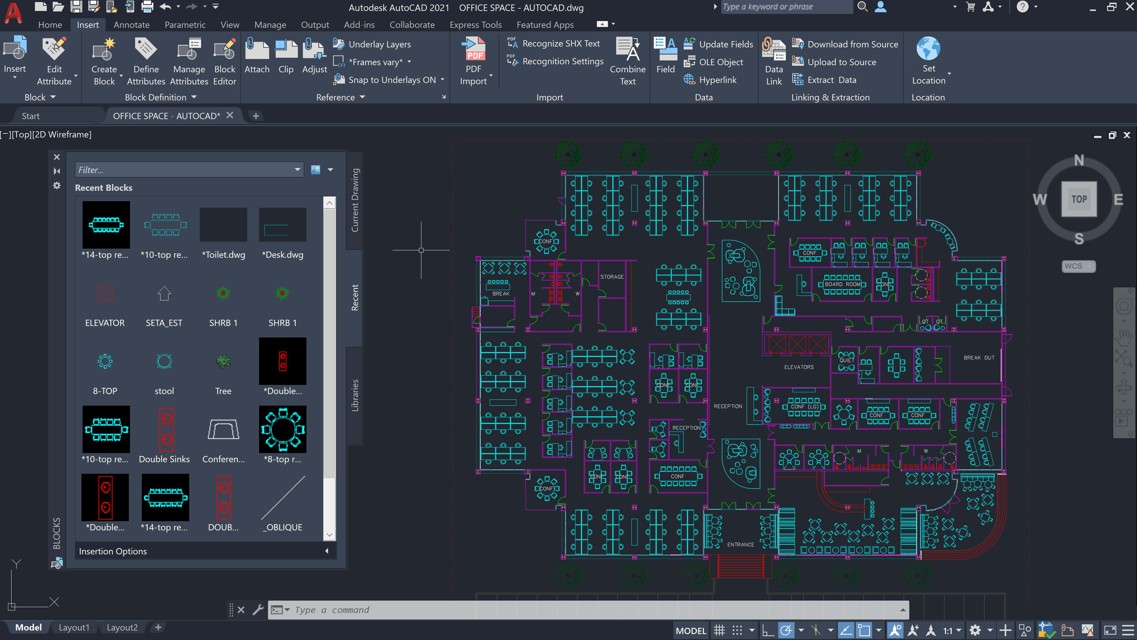 AutoCAD 2021 Blocks Palette