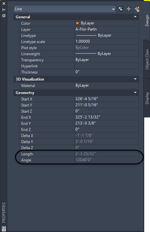 Properties palette AutoCAD