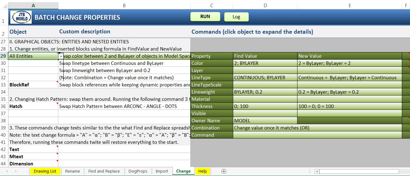 Batch Change AutoCAD