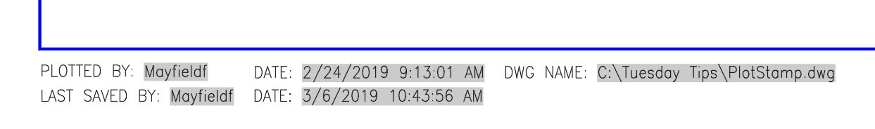 Plot Stamp Fields AutoCAD