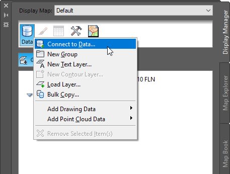 Connect to Data Tool AutoCAD Map 3D Toolset