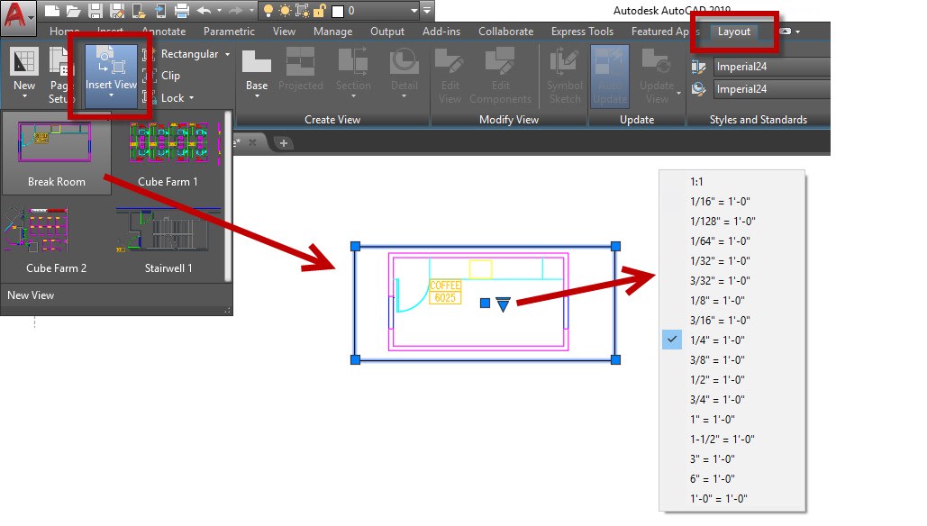 Insert view scale AutoCAD