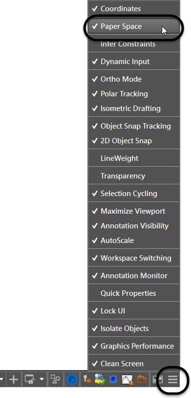 Status Bar AutoCAD