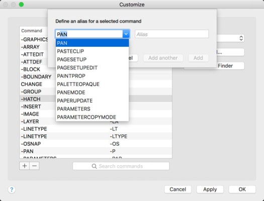 AutoCAD 2018 for Mac: Command Alias Editor