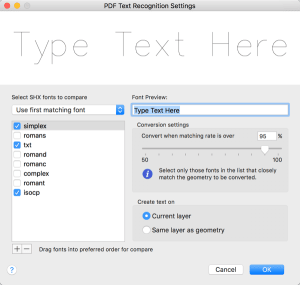 AutoCAD 2018 for Mac: PDF Text Recognition Settings