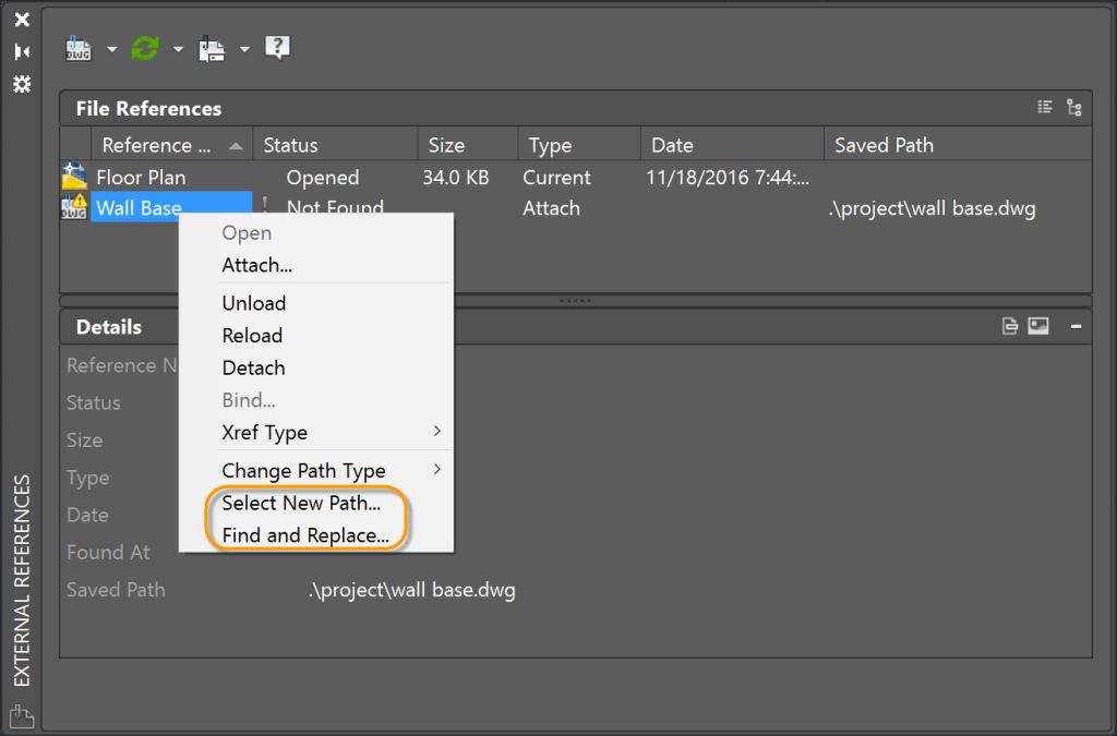 Broken AutoCAD XREF Paths: Selecting XREF Paths