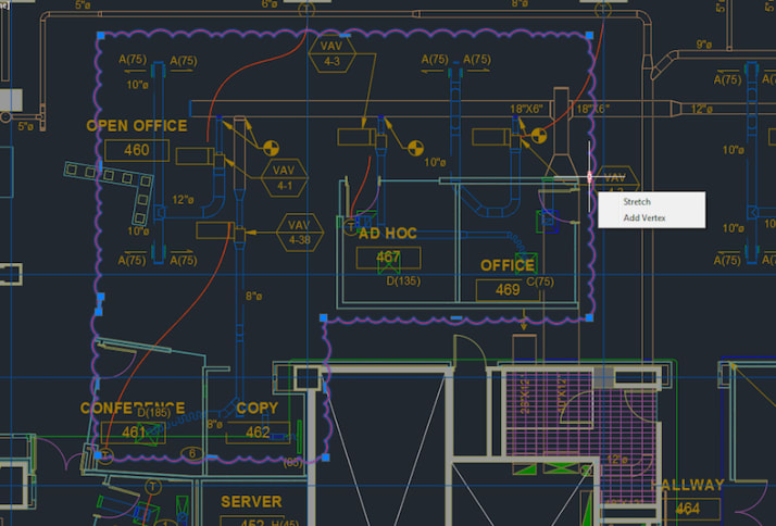 AutoCAD revision clouds showing grips.