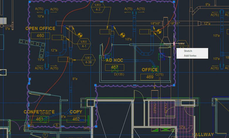 AutoCAD revision clouds showing grips.