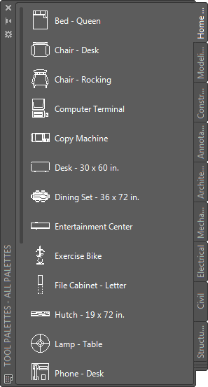 AutoCAD tool palette custom blocks. AutoCAD Tuesday Tips.