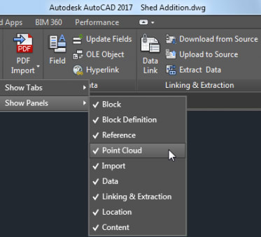 AutoCAD 2017 Ribbon panel