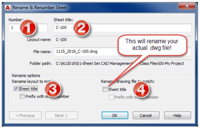 Sheet Set Manager in AutoCAD: Rename Renumber