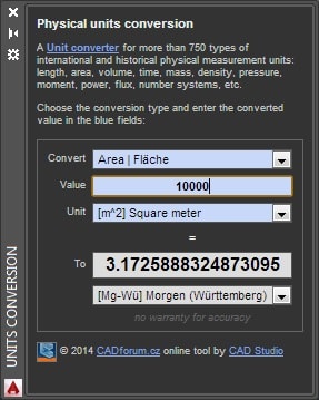 AutoCAD unit conversions app