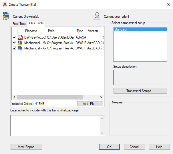 AutoCAD eTransmit