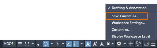 Save Current Workspace AutoCAD LT