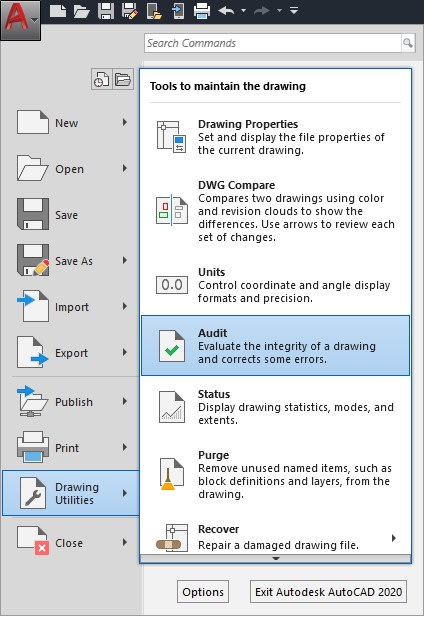 Audit AutoCAD drawing