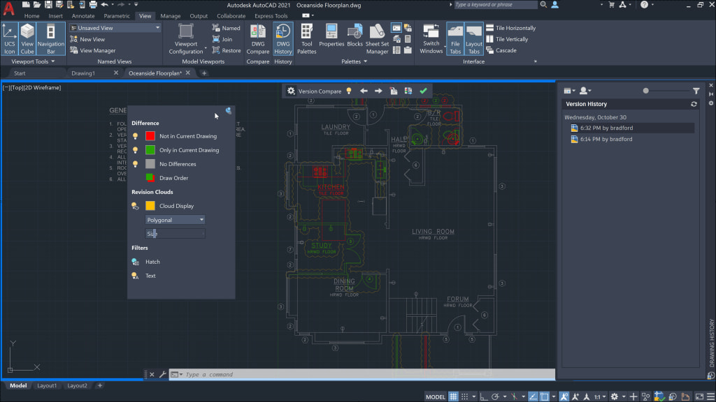 AutoCAD 2021 Drawing History